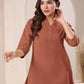 Janasya Dark Cotton Solid A-Line Top | Swadesiicart