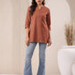 Janasya Dark Cotton Solid A-Line Top | Swadesiicart