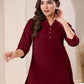 Janasya Dark Cotton Solid Straight TOP | Swadesiicart