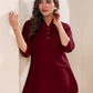 Janasya Dark Cotton Solid Straight TOP | Swadesiicart