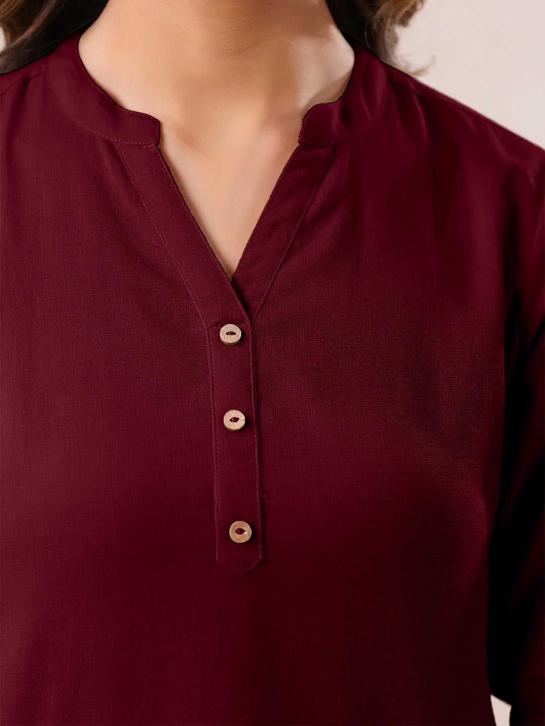 Janasya Dark Cotton Solid Straight TOP | Swadesiicart