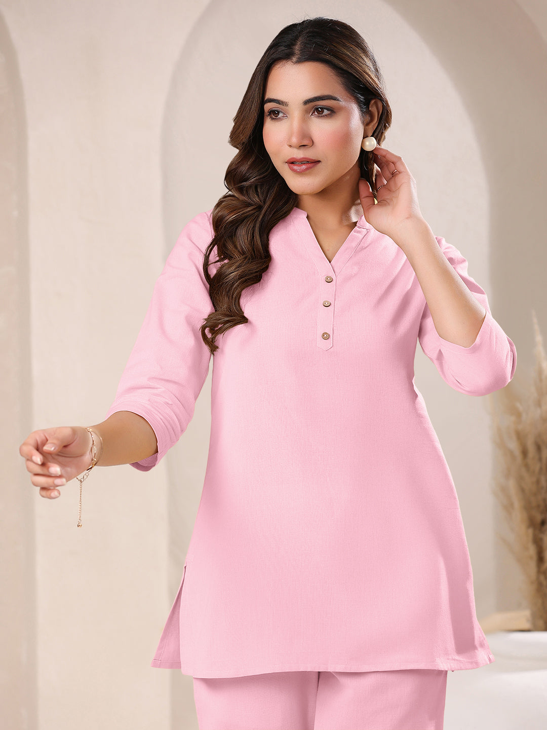 Janasya Light Cotton Solid A-Line Top | Swadesiicart