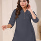 Janasya Light Cotton Solid A-Line Top | Swadesiicart