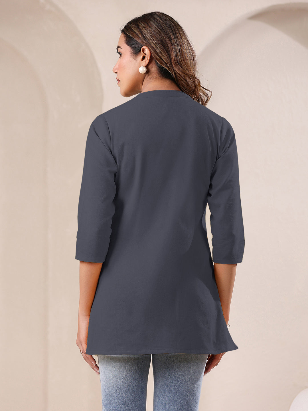 Janasya Light Cotton Solid A-Line Top | Swadesiicart