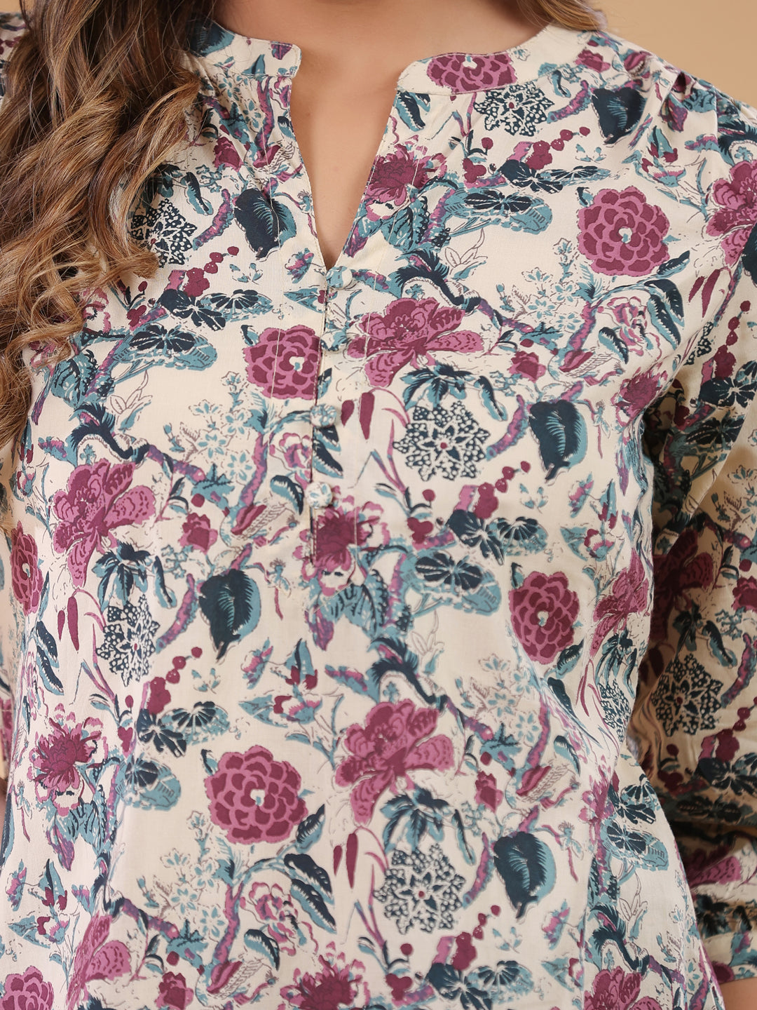 Janasya Light Cotton Floral Straight Tunic | Swadesiicart