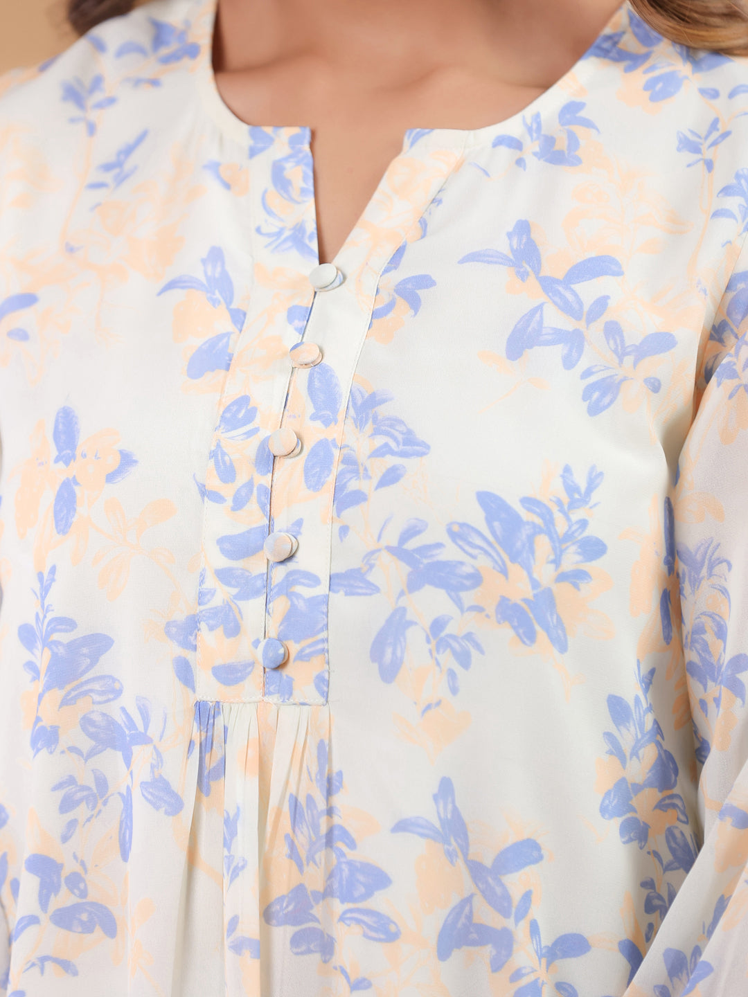 Janasya Light Georgette Floral A-Line Tunic | Swadesiicart
