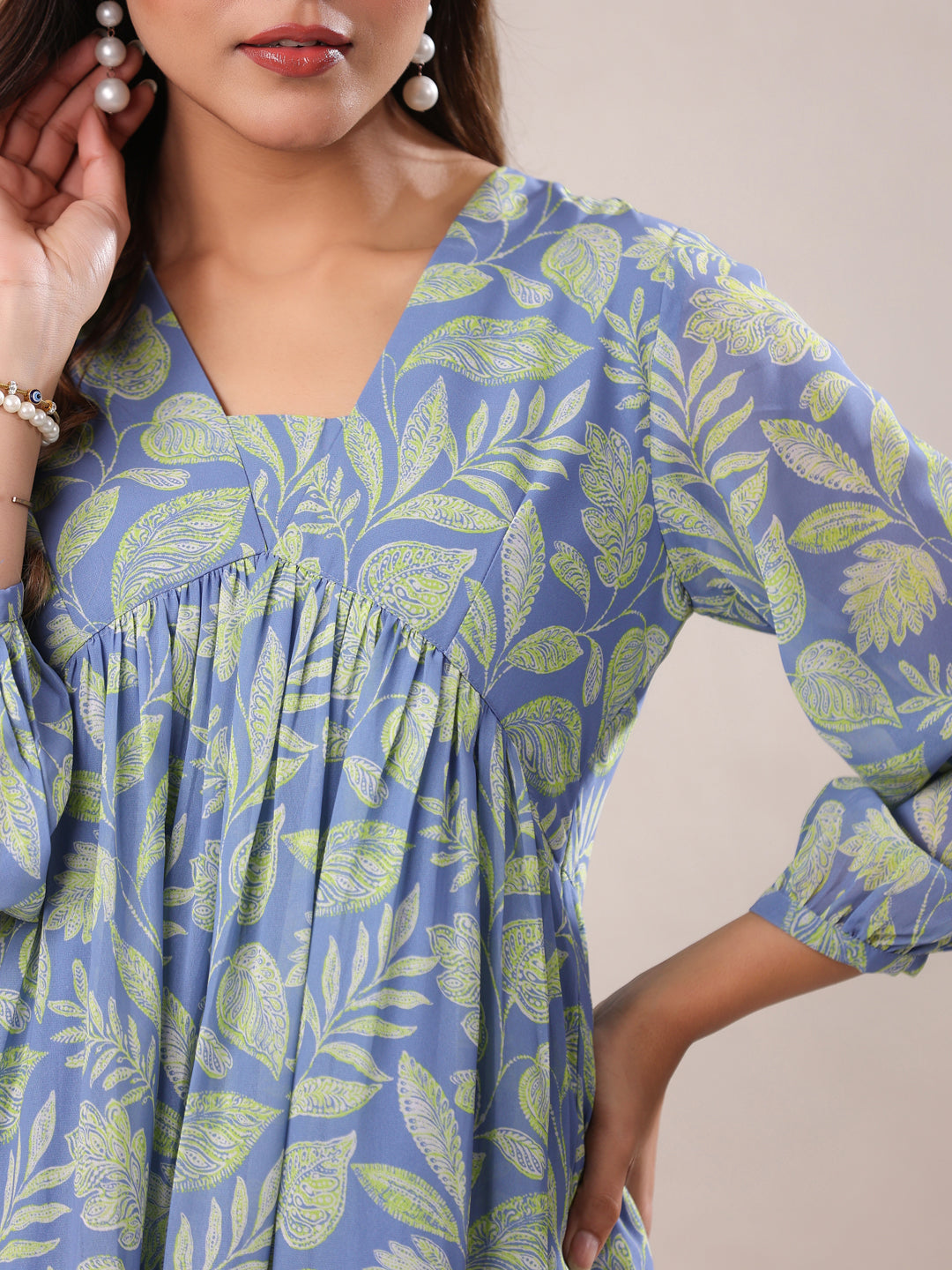 Janasya Bright Georgette Tropical A-Line Tunic | Swadesiicart