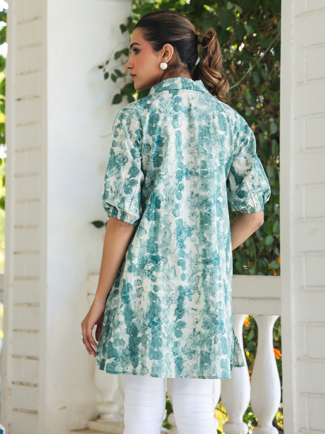 Janasya Dark Cotton Tie & dye Straight Tunic | Swadesiicart