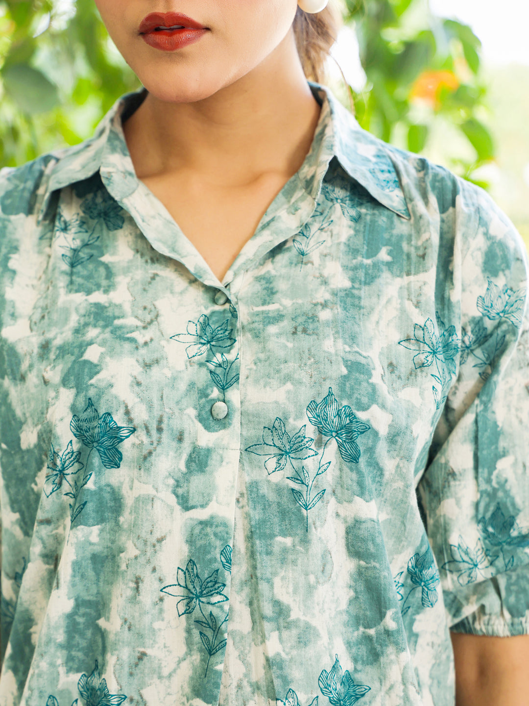 Janasya Dark Cotton Tie & dye Straight Tunic | Swadesiicart