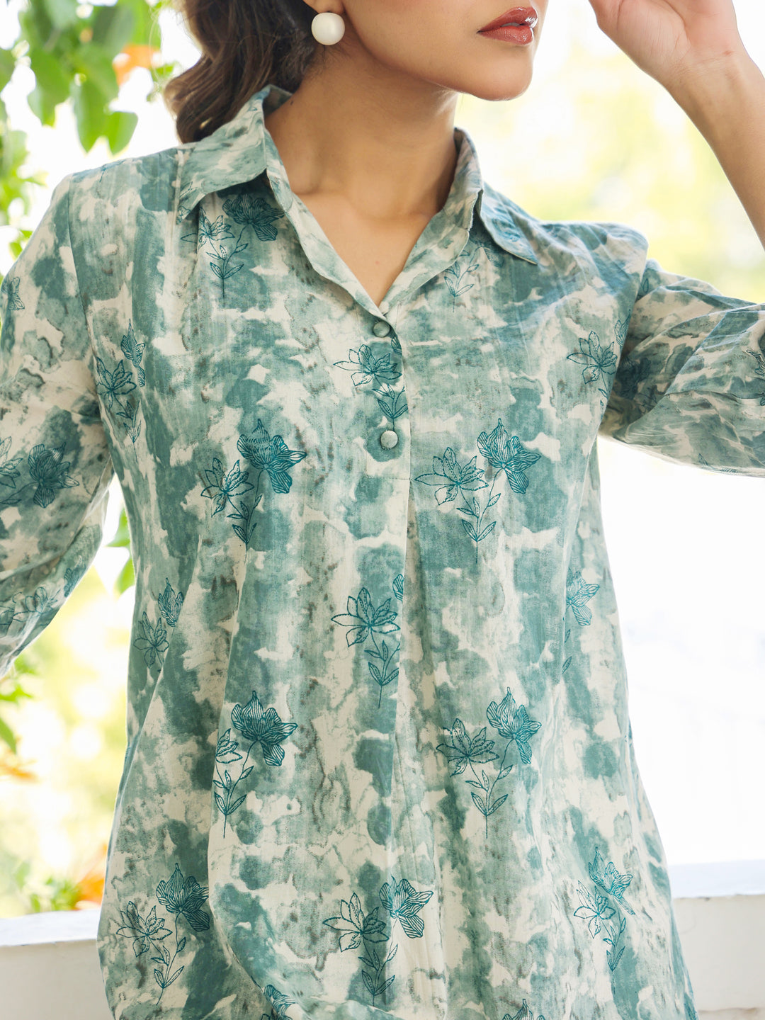 Janasya Dark Cotton Tie & dye Straight Tunic | Swadesiicart