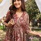 Janasya Dark Cotton Paisley A-Line Tunic | Swadesiicart