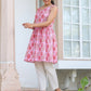 Janasya Bright Cotton Floral A-Line Tunic | Swadesiicart