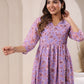 Janasya Bright Georgette Floral A-Line Tunic | Swadesiicart