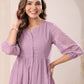 Janasya Dark Dobby Chiffon Self Design Tiered Tunic | Swadesiicart