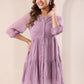 Janasya Dark Dobby Chiffon Self Design Tiered Tunic | Swadesiicart