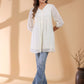 Janasya Light Dobby Chiffon Self Design A-Line Tunic | Swadesiicart