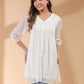 Janasya Light Dobby Chiffon Self Design A-Line Tunic | Swadesiicart
