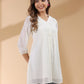 Janasya Light Dobby Chiffon Self Design A-Line Tunic | Swadesiicart