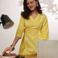 Janasya Bright Cotton Embroidered A-Line Tunic | Swadesiicart