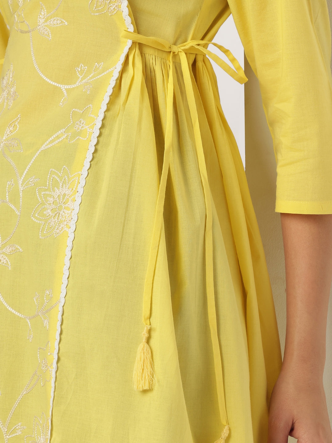 Janasya Bright Cotton Embroidered A-Line Tunic | Swadesiicart