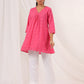 Janasya Bright Cotton Schiffli A-Line Tunic | Swadesiicart