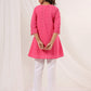 Janasya Bright Cotton Schiffli A-Line Tunic | Swadesiicart