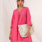 Janasya Bright Cotton Schiffli A-Line Tunic | Swadesiicart