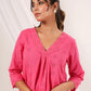 Janasya Bright Cotton Schiffli A-Line Tunic | Swadesiicart