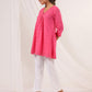 Janasya Bright Cotton Schiffli A-Line Tunic | Swadesiicart