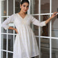 Janasya Light Cotton Schiffli A-Line Tunic | Swadesiicart