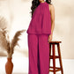 Janasya Bright Dobby Chiffon Self Design Gathered Top & Bottom Set | Swadesiicart