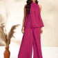 Janasya Bright Dobby Chiffon Self Design Gathered Top & Bottom Set | Swadesiicart