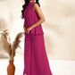 Janasya Bright Dobby Chiffon Self Design Gathered Top & Bottom Set | Swadesiicart