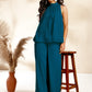 Janasya Dark Chiffon Self Design Gathered Top & Bottom Set | Swadesiicart
