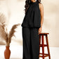 Janasya Black Dobby Chiffon Self Design Co-Ords - Swadesiicart