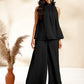 Janasya Black Dobby Chiffon Self Design Co-Ords - Swadesiicart