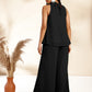 Janasya Black Dobby Chiffon Self Design Co-Ords - Swadesiicart