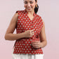 Janasya Straight Cambric Maroon Jacket | Swadesiicart