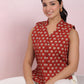 Janasya Straight Cambric Maroon Jacket | Swadesiicart