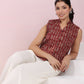 Janasya Straight Cambric Beige Jacket | Swadesiicart