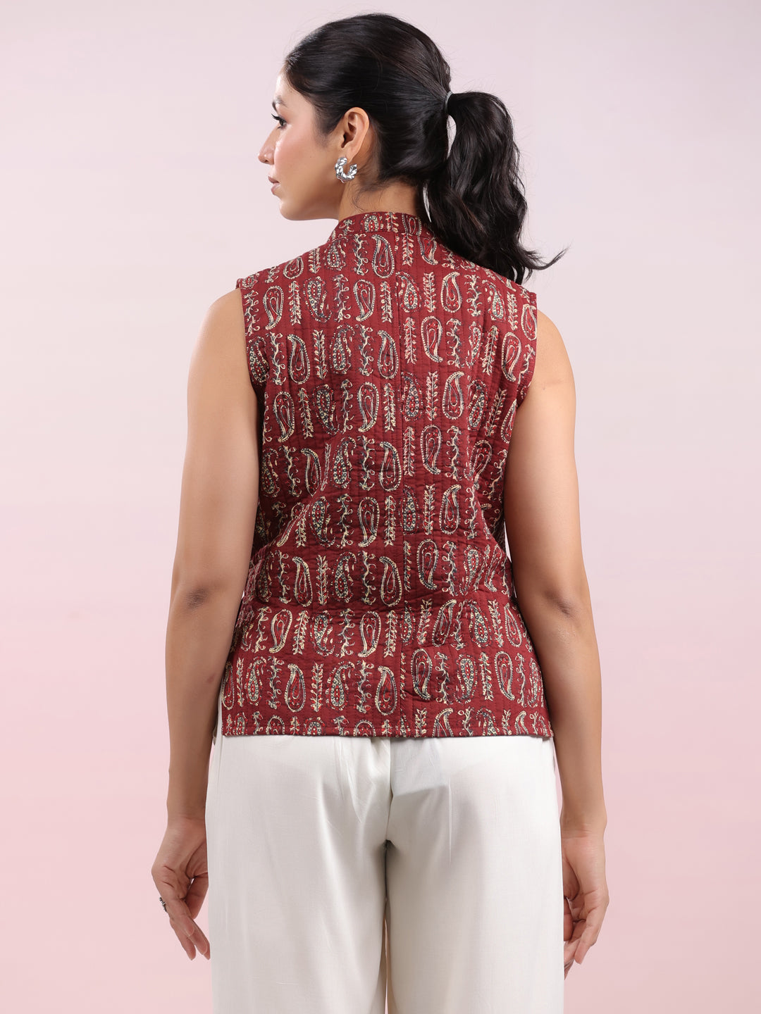 Janasya Straight Cambric Beige Jacket | Swadesiicart