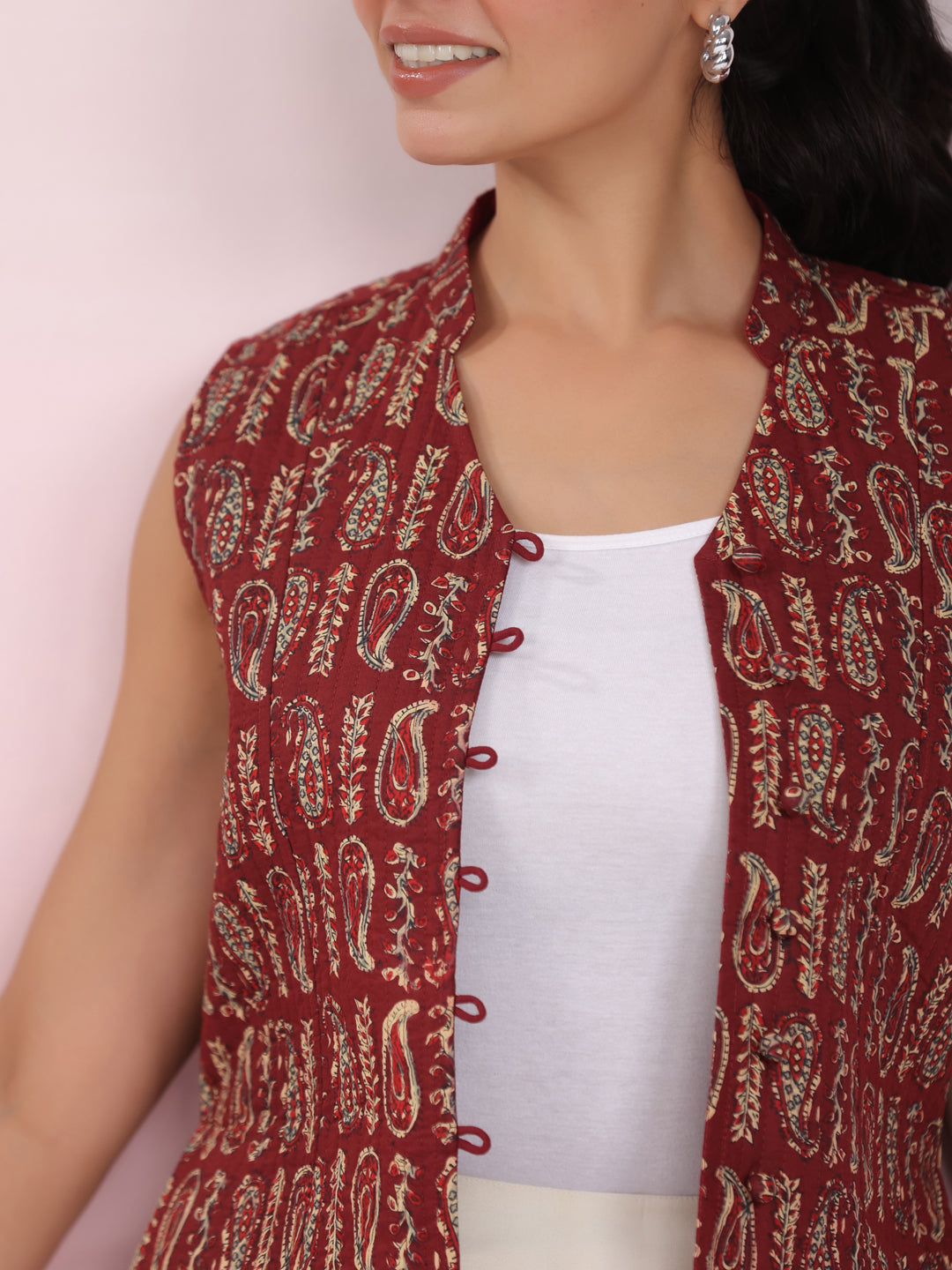 Janasya Straight Cambric Beige Jacket | Swadesiicart
