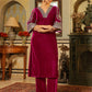 Janasya Pink Velvet Embroidered Kurta & Bottom | Swadesiicart