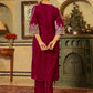 Janasya Pink Velvet Embroidered Kurta & Bottom | Swadesiicart