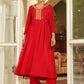 Janasya Maroon Rayon Embroidered Kurta & Bottom | Swadesiicart