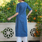 Janasya Dark Cotton Geometric Straight Kurta - Swadesiicart