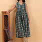 Janasya Dark Green Cambric Ethnic Motifs Kurta - Swadesiicart