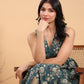 Janasya Dark Green Cambric Ethnic Motifs Kurta - Swadesiicart