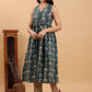 Janasya Dark Green Cambric Ethnic Motifs Kurta - Swadesiicart