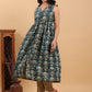 Janasya Dark Green Cambric Ethnic Motifs Kurta - Swadesiicart